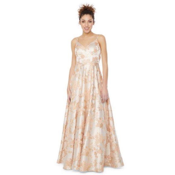 Light Blue/Periwinkle Floral Long Prom Dress - Picture 12 of 13